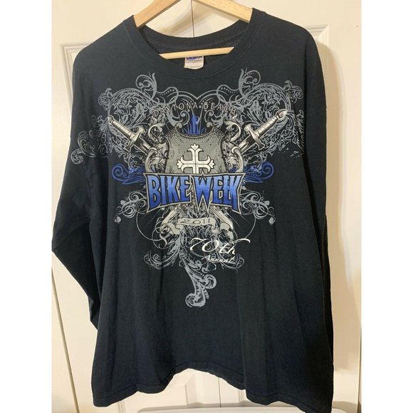 70th Annual Bike Week Daytona Beach Long Sleeve T-Shirt‎ 2011 Black Sz XL Gildan - Picture 4 of 7